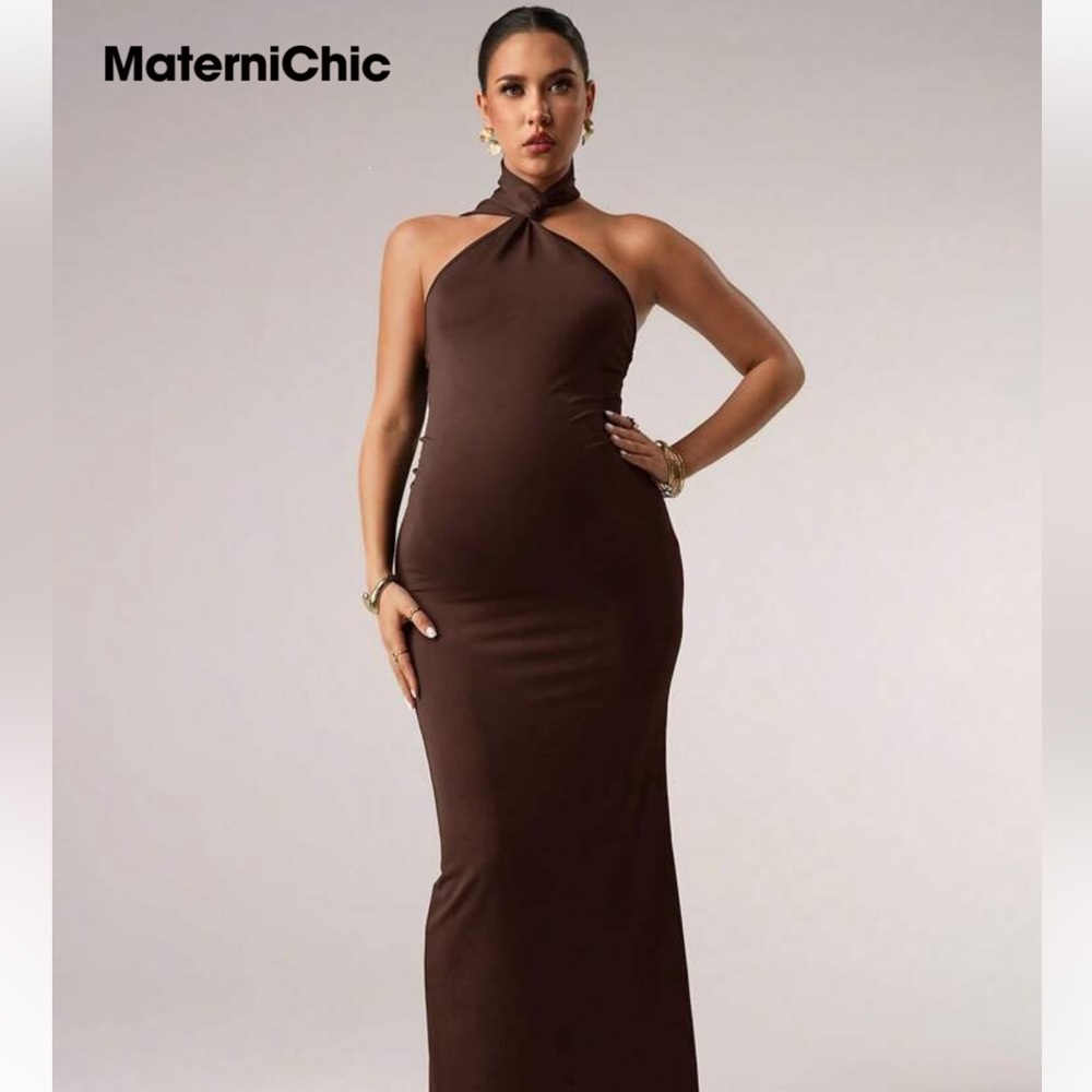 Brand new never worn before brown maternity dress